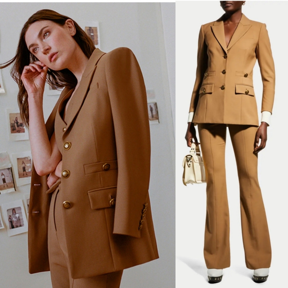 Veronica Beard Terre dickey Jacket Wool Blend Camel Tan Size 6